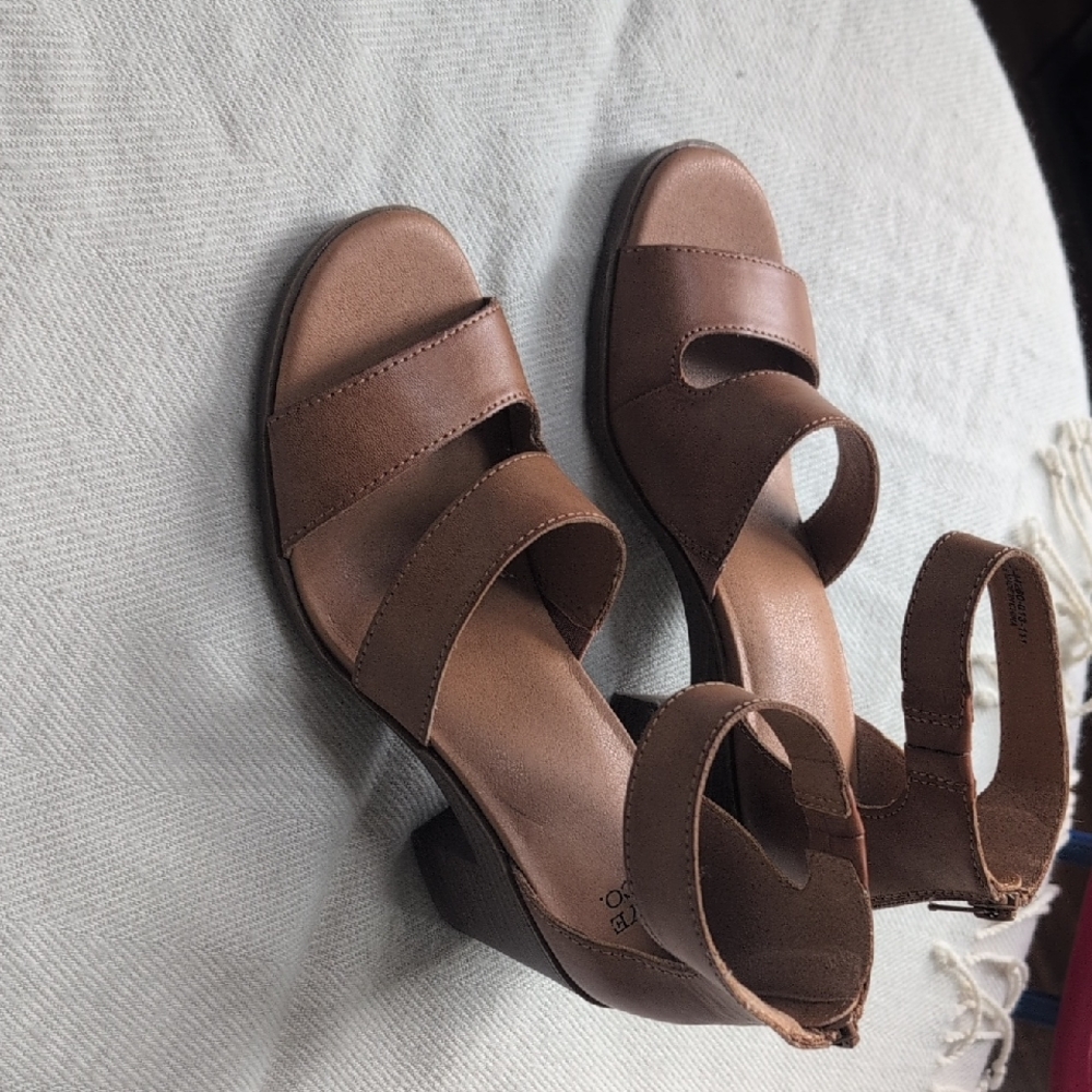 Frye Brown Leather Sandals with Ankle Strap